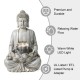 Glitzhome 23.25"H Zen Style Concrete Meditating Buddha Statue Polyresin Outdoor Fountain with Pump and LED Light (KD)