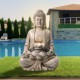 Glitzhome 28.25"H Zen Style Concrete Meditating Buddha Statue Polyresin Outdoor Fountain with Pump and LED Light (KD)