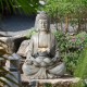 Glitzhome 28.25"H Zen Style Concrete Meditating Buddha Statue Polyresin Outdoor Fountain with Pump and LED Light (KD)