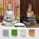 Glitzhome 28.25"H Zen Style Concrete Meditating Buddha Statue Polyresin Outdoor Fountain with Pump and LED Light (KD)
