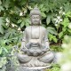 Glitzhome 28.25"H Zen Style Concrete Meditating Buddha Statue Polyresin Outdoor Fountain with Pump and LED Light (KD)