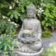 Glitzhome 28.25"H Zen Style Concrete Meditating Buddha Statue Polyresin Outdoor Fountain with Pump and LED Light (KD)