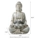 Glitzhome 28.25"H Zen Style Concrete Meditating Buddha Statue Polyresin Outdoor Fountain with Pump and LED Light (KD)