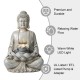 Glitzhome 28.25"H Zen Style Concrete Meditating Buddha Statue Polyresin Outdoor Fountain with Pump and LED Light (KD)