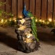 Glitzhome 20.5"H 4-Tierd Peacock w/Stacked Stone Polyresin Outdoor Fountain with Pump and LED Light (KD)
