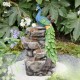 Glitzhome 20.5"H 4-Tierd Peacock w/Stacked Stone Polyresin Outdoor Fountain with Pump and LED Light (KD)