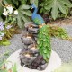 Glitzhome 20.5"H 4-Tierd Peacock w/Stacked Stone Polyresin Outdoor Fountain with Pump and LED Light (KD)