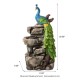 Glitzhome 20.5"H 4-Tierd Peacock w/Stacked Stone Polyresin Outdoor Fountain with Pump and LED Light (KD)