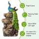 Glitzhome 20.5"H 4-Tierd Peacock w/Stacked Stone Polyresin Outdoor Fountain with Pump and LED Light (KD)