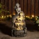 Glitzhome 22.25"H 4-Tiered Concrete Mermaid Polyresin Outdoor Fountain with Pump and LED Light (KD)