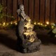 Glitzhome 22.25"H 4-Tiered Concrete Mermaid Polyresin Outdoor Fountain with Pump and LED Light (KD)