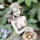 Glitzhome 22.25"H 4-Tiered Concrete Mermaid Polyresin Outdoor Fountain with Pump and LED Light (KD)