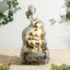 Glitzhome 22.25"H 4-Tiered Concrete Mermaid Polyresin Outdoor Fountain with Pump and LED Light (KD)