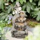 Glitzhome 22.25"H 4-Tiered Concrete Mermaid Polyresin Outdoor Fountain with Pump and LED Light (KD)