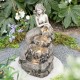 Glitzhome 22.25"H 4-Tiered Concrete Mermaid Polyresin Outdoor Fountain with Pump and LED Light (KD)