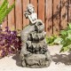 Glitzhome 22.25"H 4-Tiered Concrete Mermaid Polyresin Outdoor Fountain with Pump and LED Light (KD)