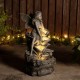 Glitzhome 22.75"H 4-Tiered Concrete Fairy Polyresin Outdoor Fountain with Pump and LED Light (KD)
