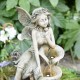Glitzhome 22.75"H 4-Tiered Concrete Fairy Polyresin Outdoor Fountain with Pump and LED Light (KD)