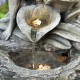 Glitzhome 22.75"H 4-Tiered Concrete Fairy Polyresin Outdoor Fountain with Pump and LED Light (KD)