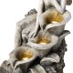 Glitzhome 22.75"H 4-Tiered Concrete Fairy Polyresin Outdoor Fountain with Pump and LED Light (KD)