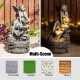 Glitzhome 22.75"H 4-Tiered Concrete Fairy Polyresin Outdoor Fountain with Pump and LED Light (KD)