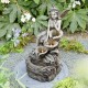 Glitzhome 22.75"H 4-Tiered Concrete Fairy Polyresin Outdoor Fountain with Pump and LED Light (KD)
