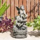 Glitzhome 22.75"H 4-Tiered Concrete Fairy Polyresin Outdoor Fountain with Pump and LED Light (KD)
