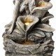 Glitzhome 22.75"H 4-Tiered Concrete Fairy Polyresin Outdoor Fountain with Pump and LED Light (KD)