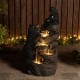 Glitzhome 30.5"H 4-Tiered Mom and Baby Bear Polyresin Outdoor Fountain with Pump and LED Light (KD)