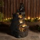 Glitzhome 30.5"H 4-Tiered Mom and Baby Bear Polyresin Outdoor Fountain with Pump and LED Light (KD)