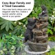 Glitzhome 30.5"H 4-Tiered Mom and Baby Bear Polyresin Outdoor Fountain with Pump and LED Light (KD)