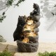 Glitzhome 30.5"H 4-Tiered Mom and Baby Bear Polyresin Outdoor Fountain with Pump and LED Light (KD)