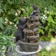 Glitzhome 30.5"H 4-Tiered Mom and Baby Bear Polyresin Outdoor Fountain with Pump and LED Light (KD)