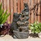 Glitzhome 30.5"H 4-Tiered Mom and Baby Bear Polyresin Outdoor Fountain with Pump and LED Light (KD)