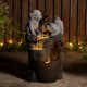 Glitzhome 23.5"H 4-Tiered Dogs and Pot Polyresin Outdoor Fountain with Pump and LED Light (KD)