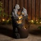 Glitzhome 23.5"H 4-Tiered Dogs and Pot Polyresin Outdoor Fountain with Pump and LED Light (KD)