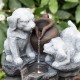 Glitzhome 23.5"H 4-Tiered Dogs and Pot Polyresin Outdoor Fountain with Pump and LED Light (KD)