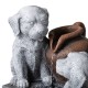 Glitzhome 23.5"H 4-Tiered Dogs and Pot Polyresin Outdoor Fountain with Pump and LED Light (KD)
