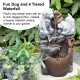 Glitzhome 23.5"H 4-Tiered Dogs and Pot Polyresin Outdoor Fountain with Pump and LED Light (KD)