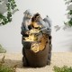 Glitzhome 23.5"H 4-Tiered Dogs and Pot Polyresin Outdoor Fountain with Pump and LED Light (KD)