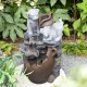 Glitzhome 23.5"H 4-Tiered Dogs and Pot Polyresin Outdoor Fountain with Pump and LED Light (KD)
