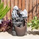 Glitzhome 23.5"H 4-Tiered Dogs and Pot Polyresin Outdoor Fountain with Pump and LED Light (KD)