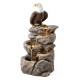 Glitzhome 25.25"H 4-Tiered Eagel Polyresin Outdoor Fountain with Pump and LED Light (KD)