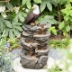 Glitzhome 25.25"H 4-Tiered Eagel Polyresin Outdoor Fountain with Pump and LED Light (KD)