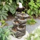 Glitzhome 25.25"H 4-Tiered Eagel Polyresin Outdoor Fountain with Pump and LED Light (KD)