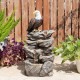 Glitzhome 25.25"H 4-Tiered Eagel Polyresin Outdoor Fountain with Pump and LED Light (KD)
