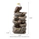 Glitzhome 25.25"H 4-Tiered Eagel Polyresin Outdoor Fountain with Pump and LED Light (KD)