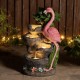 Glitzhome 23.5"H 4-Tiered Flamingo Polyresin Outdoor Fountain with Pump and LED Light (KD)