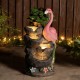 Glitzhome 23.5"H 4-Tiered Flamingo Polyresin Outdoor Fountain with Pump and LED Light (KD)
