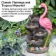 Glitzhome 23.5"H 4-Tiered Flamingo Polyresin Outdoor Fountain with Pump and LED Light (KD)